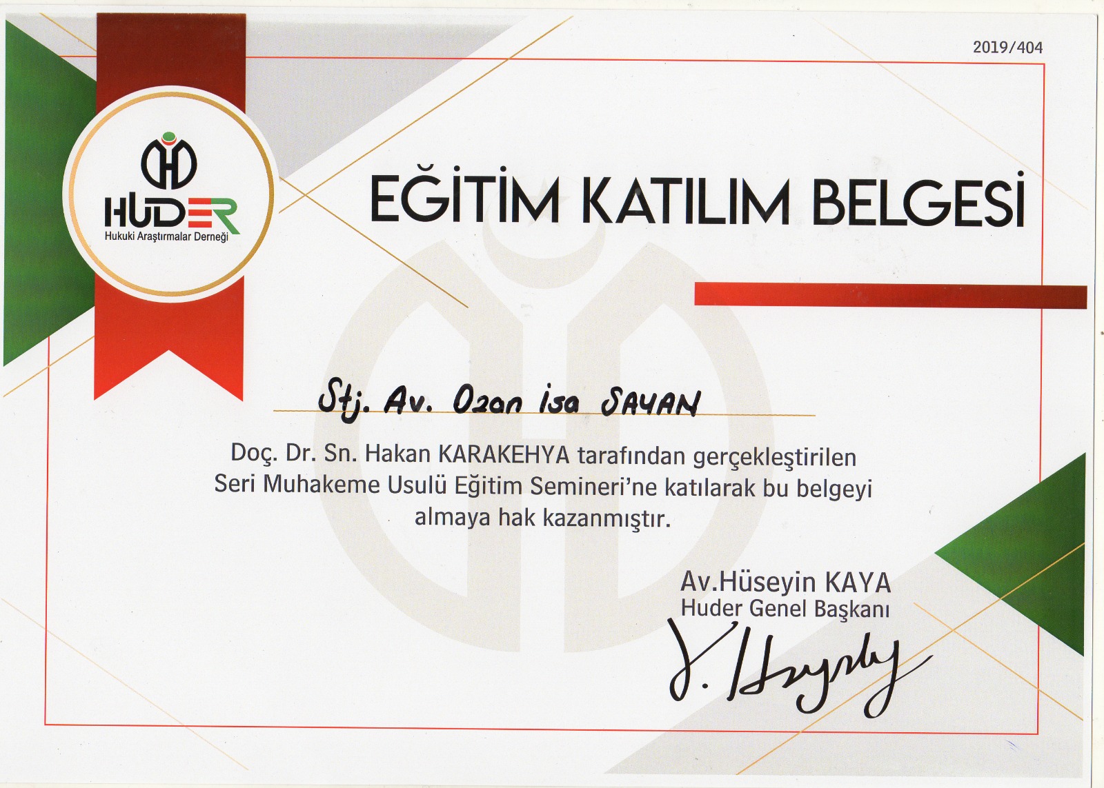 Eğitim Katılım Belgesi