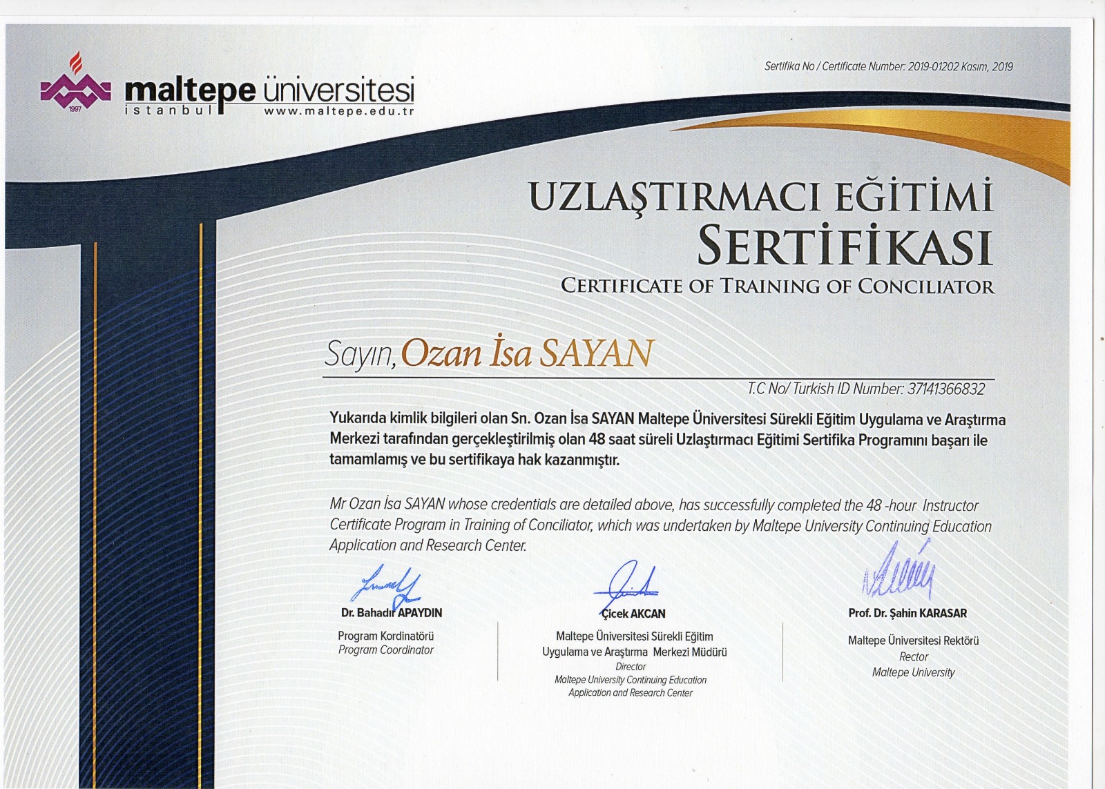 Uzlaştırmacı Eğitim Sertifikası
